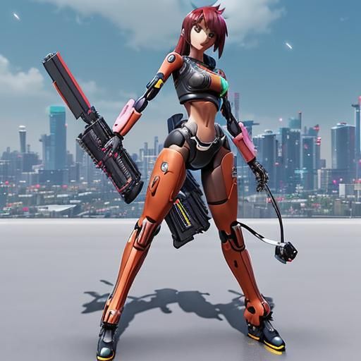 Nintendo Switch Girl in Cyberpunk Anime Style