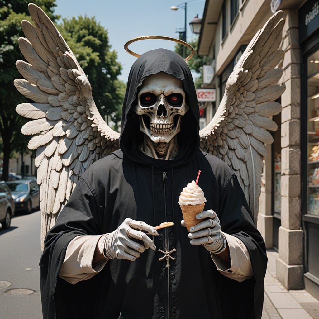 Surreal Angel of Death Offers Ice Cream