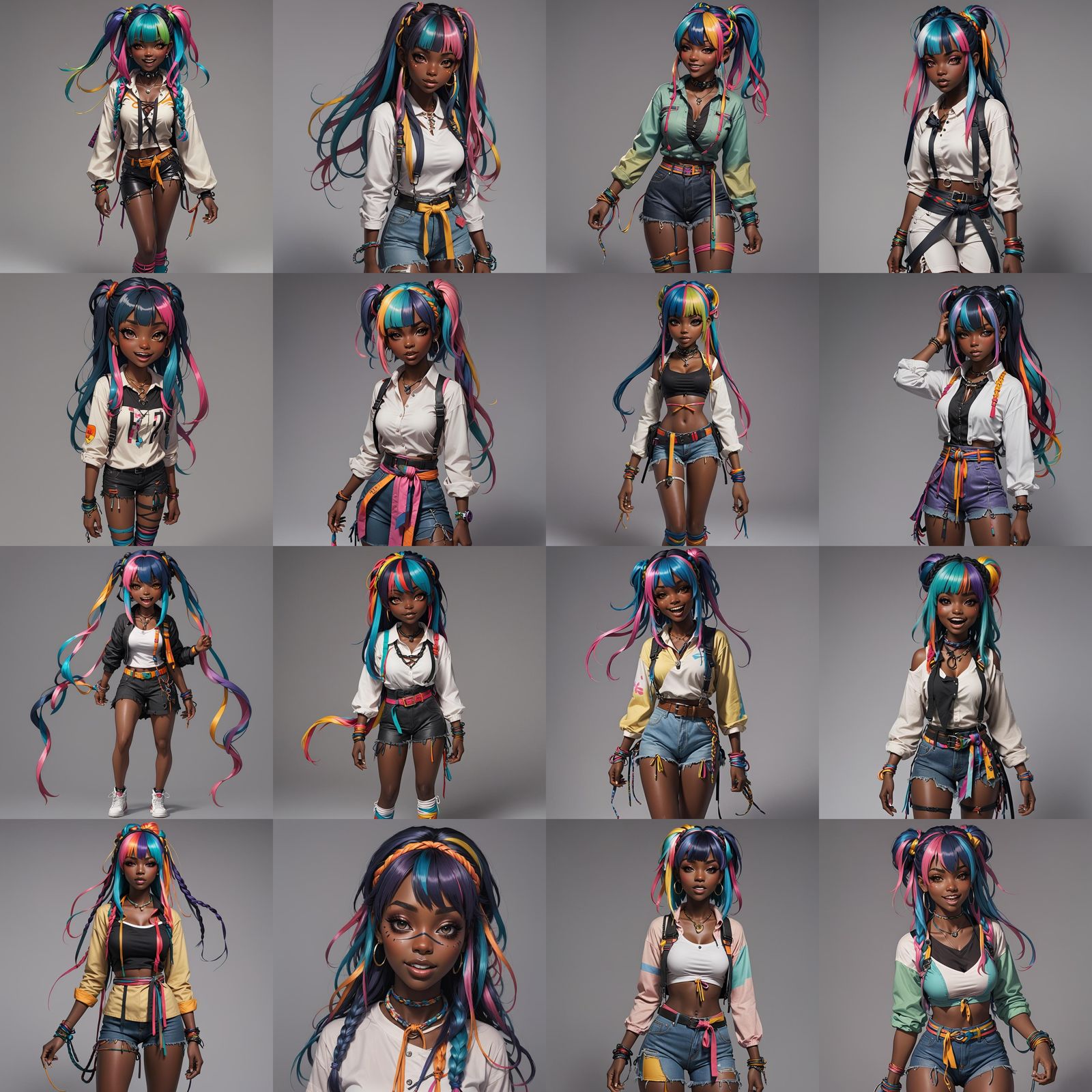 Colorful Haired Girl with Sharp Teeth