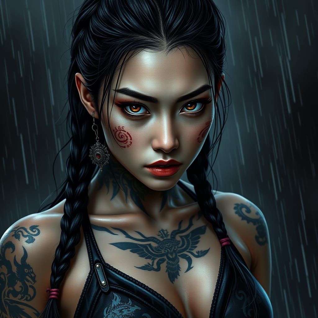 Cyberpunk Goddess Unleashes Tempest