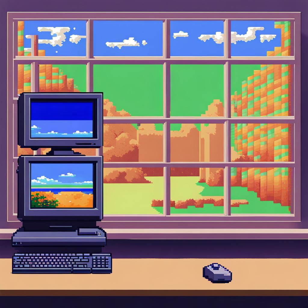 Windows 95 Screen in 16-bit Pixel Art