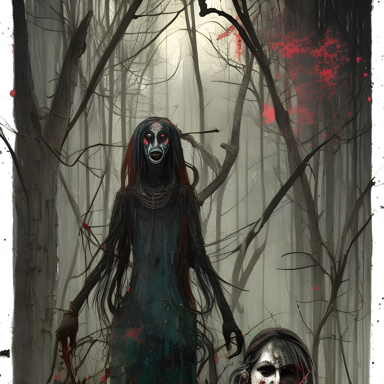 Creepy Baba Yaga Portrait in Vivid Colors