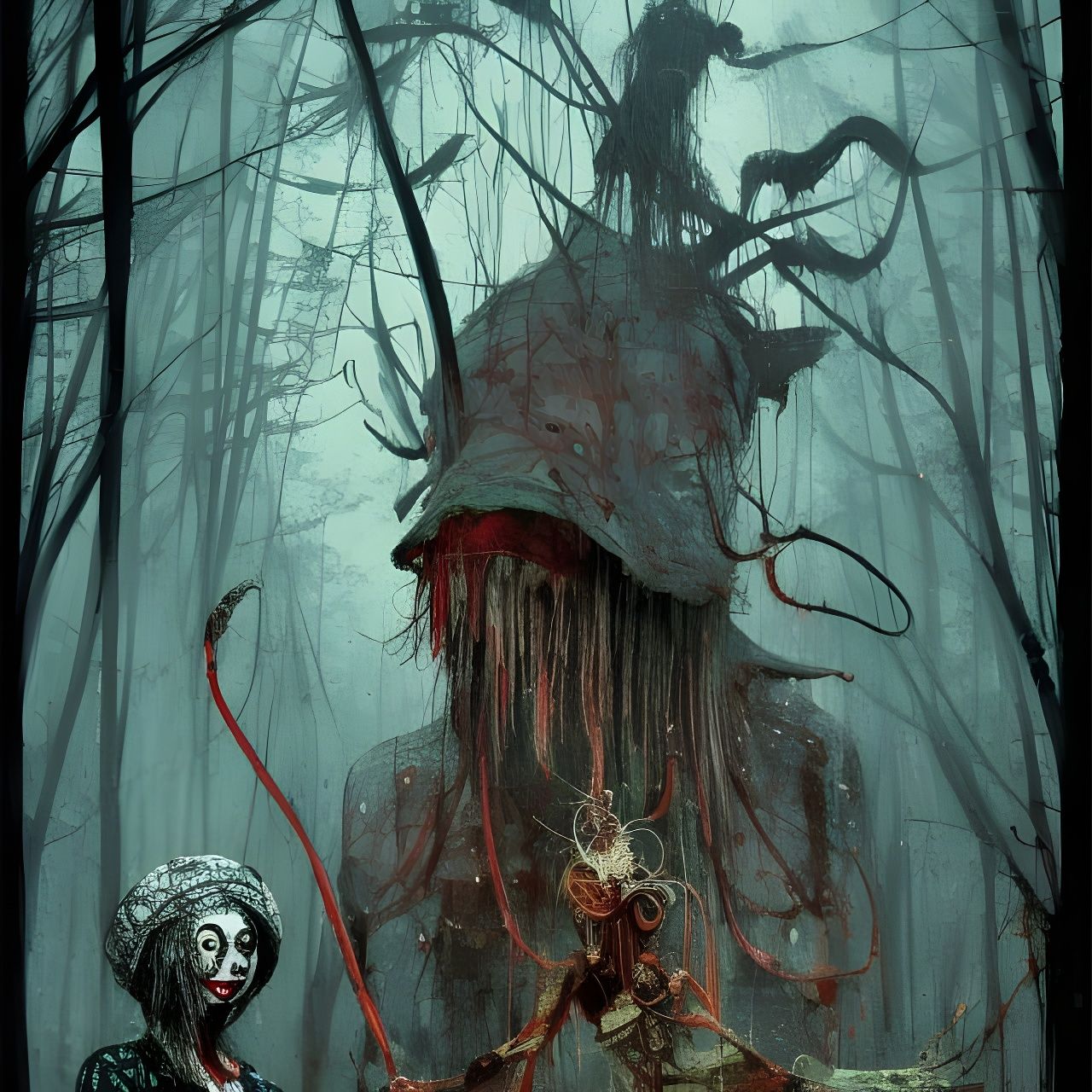 Creepy Baba Yaga Portrait: Detailed Vivid Art