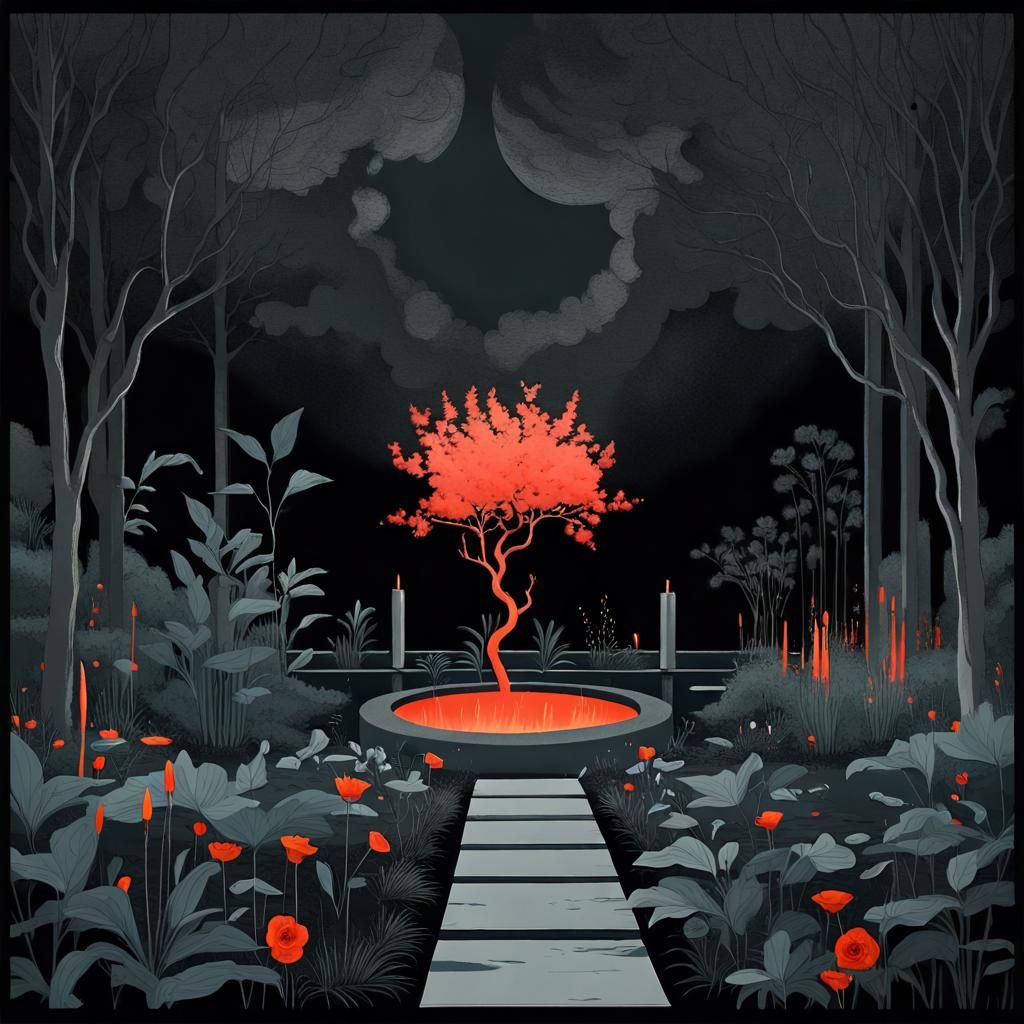 Persephone's Dark Garden: A Minimalist Vision of Hell