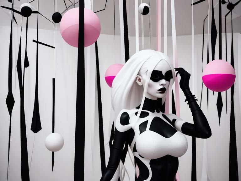 Goth Girl in Abstract Geometric Room: Artistic Photography