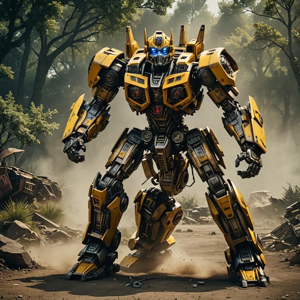 Bumblebee and Megatron: Cinematic Robot Still