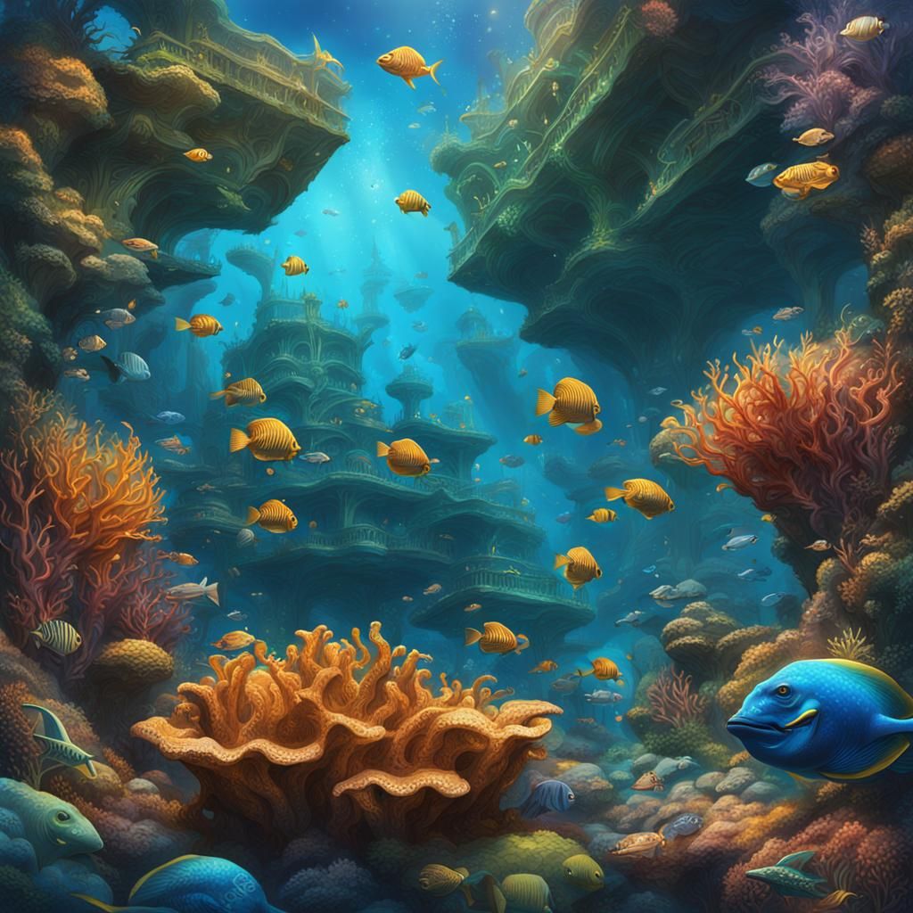Hyperrealistic Atlantis Under the Sea