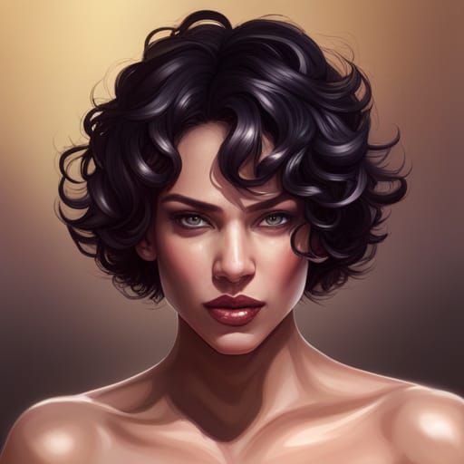 Asymmetric Pixie Cut Portrait in Hyperdetailed Style