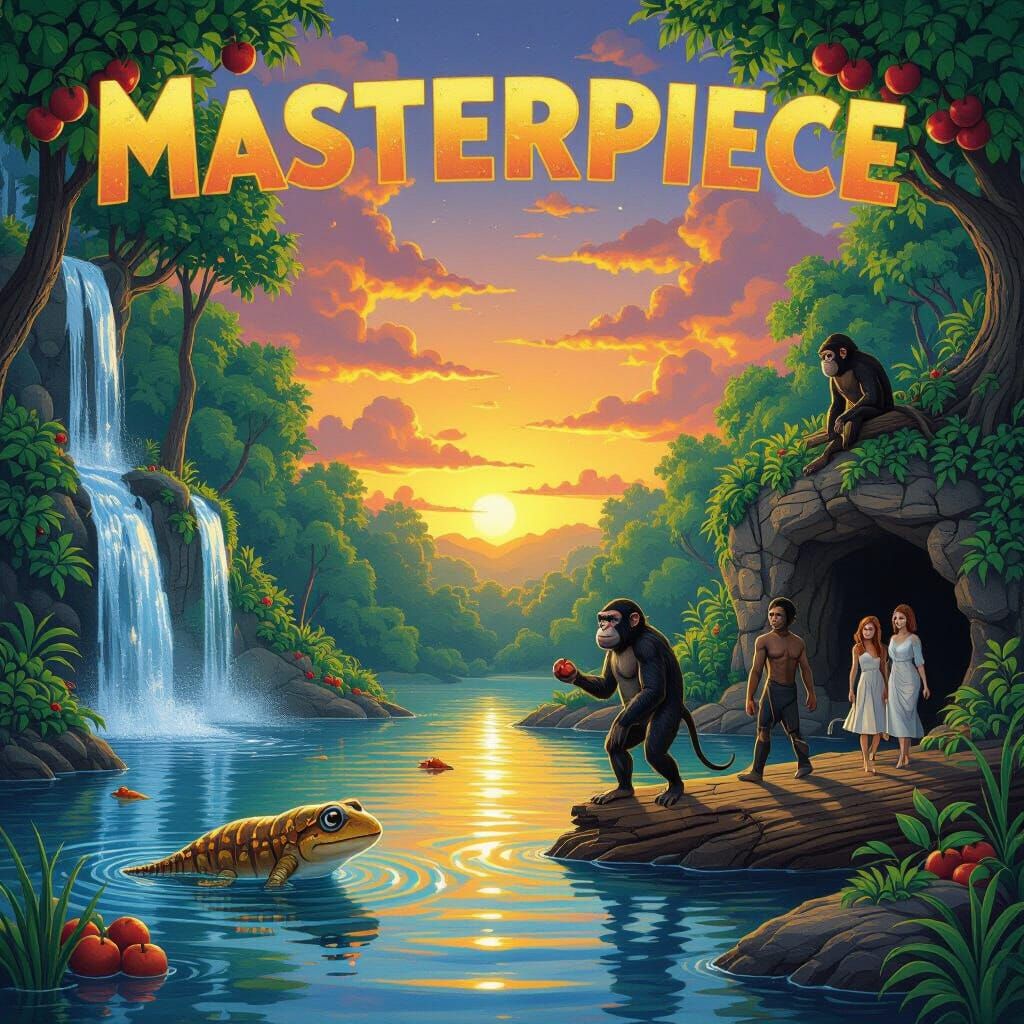 Evolution of Man in Fantasy Landscape Art