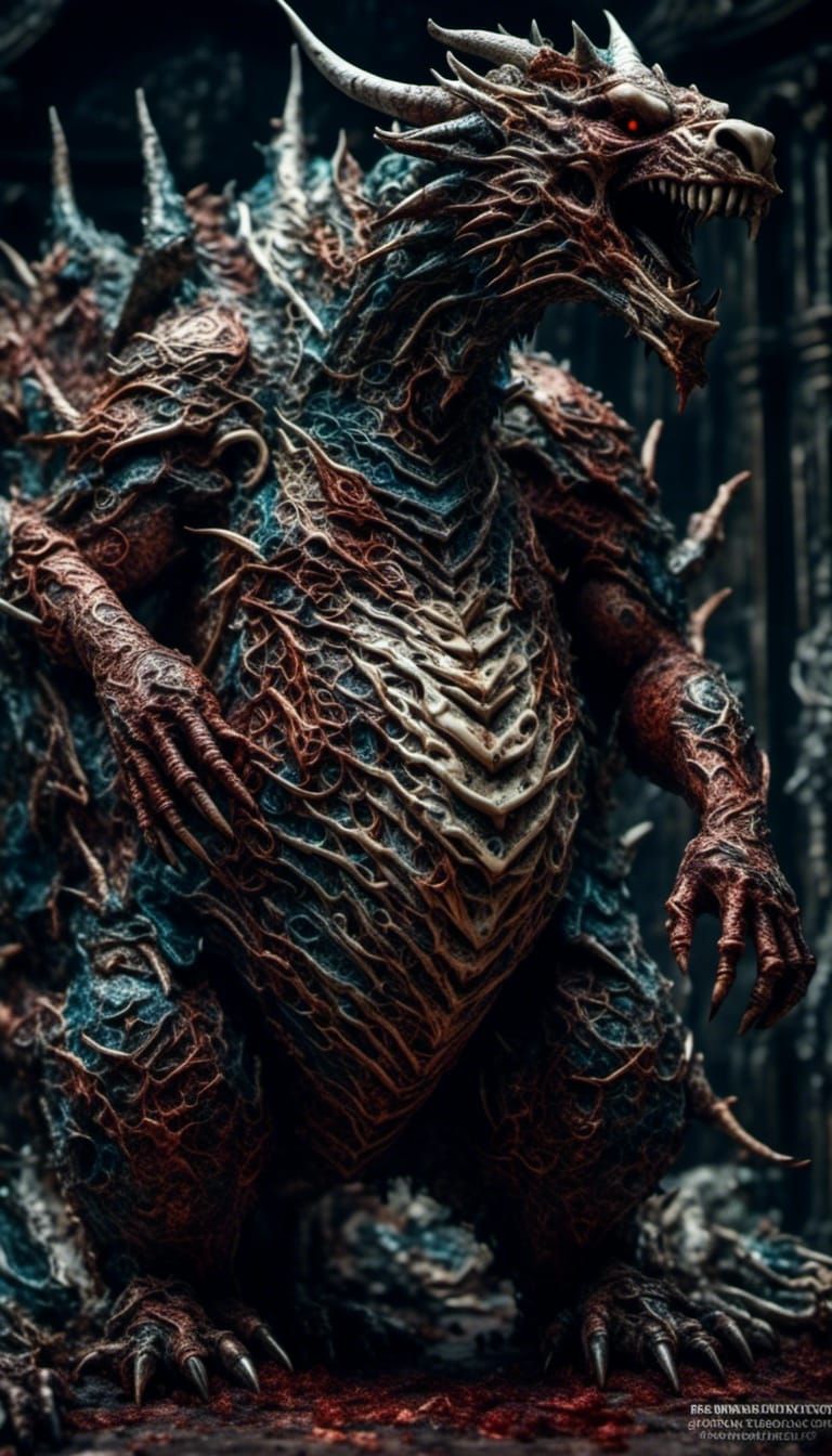 Creepy Porcelain Dragon Zombie Portrait