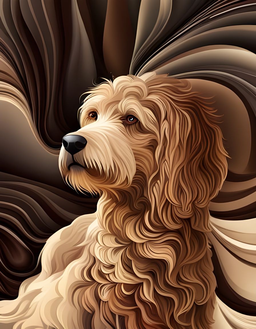 Abstract Labradoodle with Zentangle Elements and 3D Shading