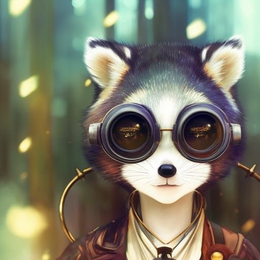Raccoon with glasses