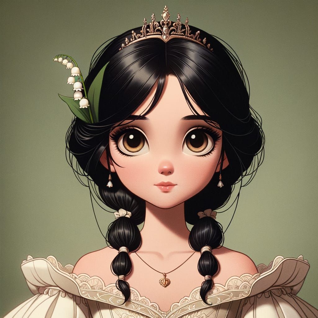 A Young Bride in Classic Animation Style