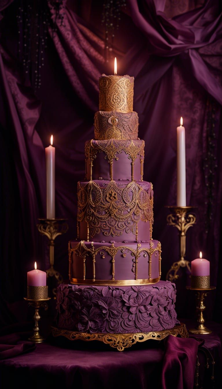 Victorian Goth Wedding Cake with Filigree Details