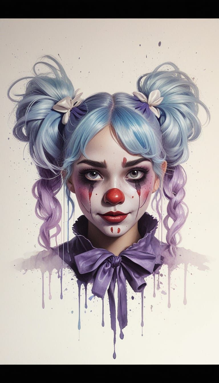 Dark Fantasy Portrait of a Sinister Clown Lady