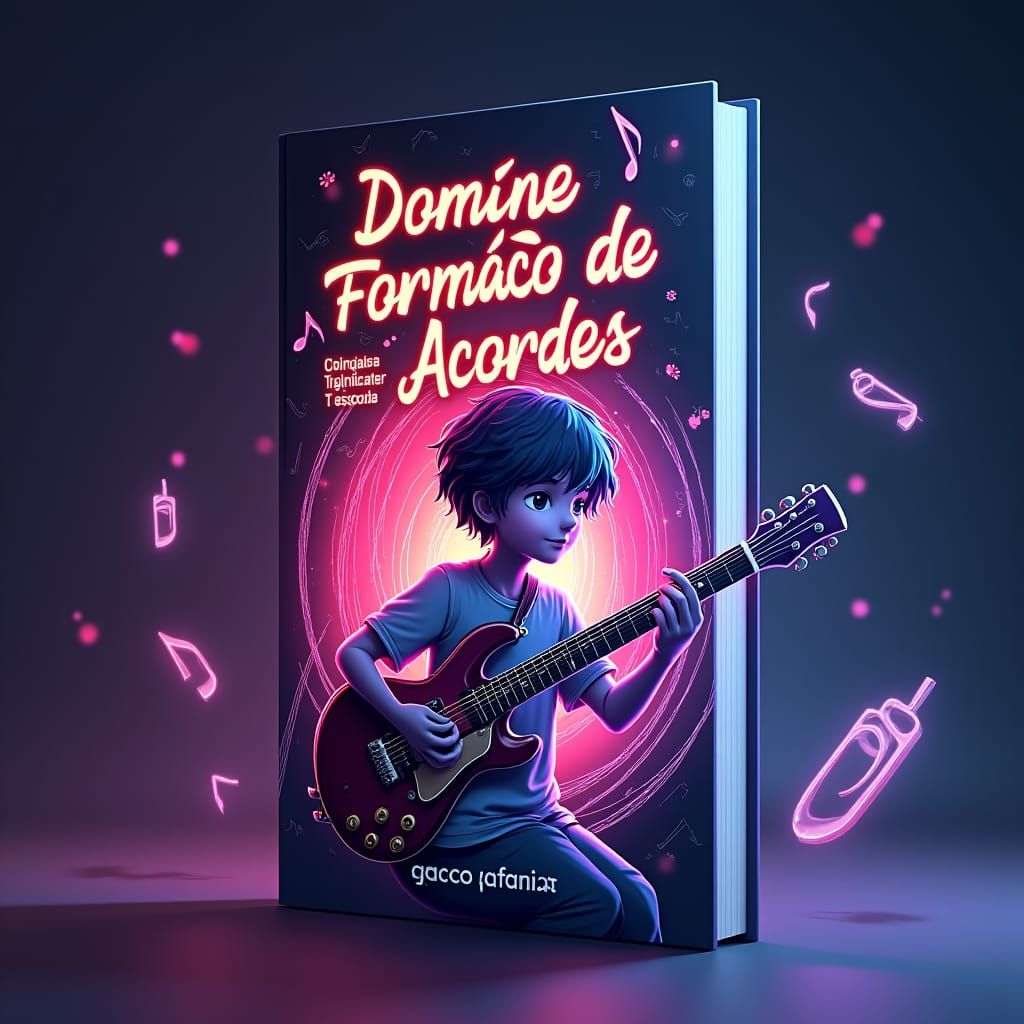 Futuristic Anime Musician E-book Cover in 3D
