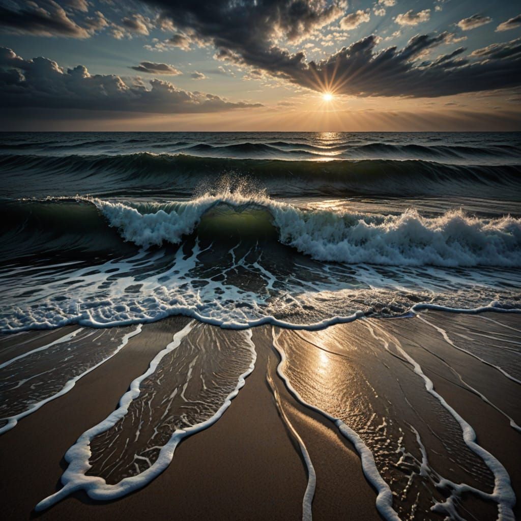 Ethereal Oceanic Scene in Hyperrealistic Style