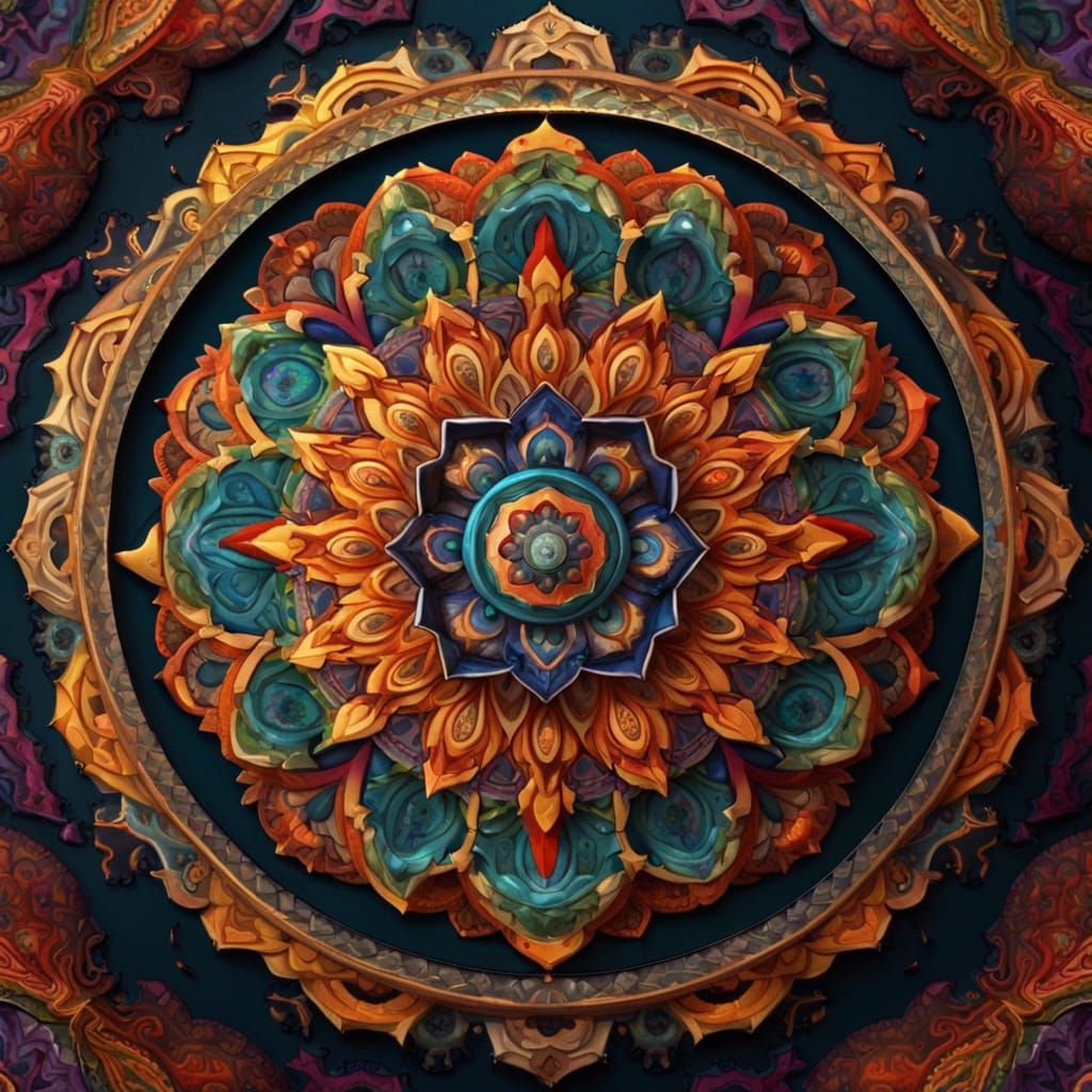 Intricate Mandala Pattern in Digital Art Style