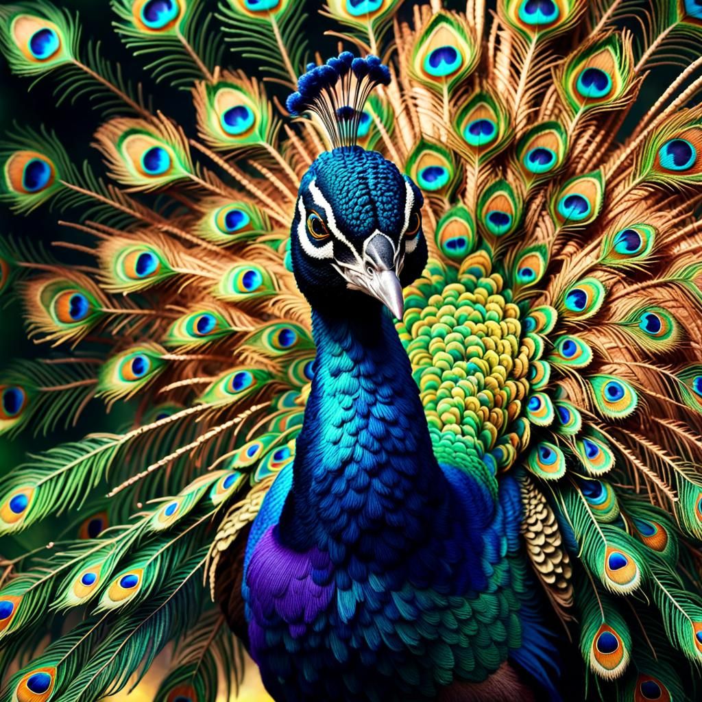 A beautifully coloured peacock