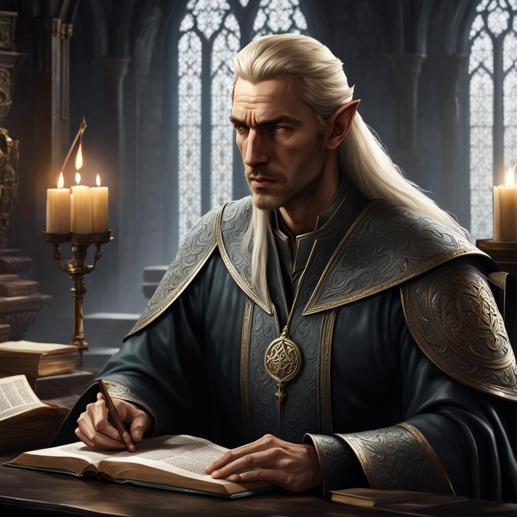 Handsome Half-Elf Cleric in Hyperdetailed Digital Art