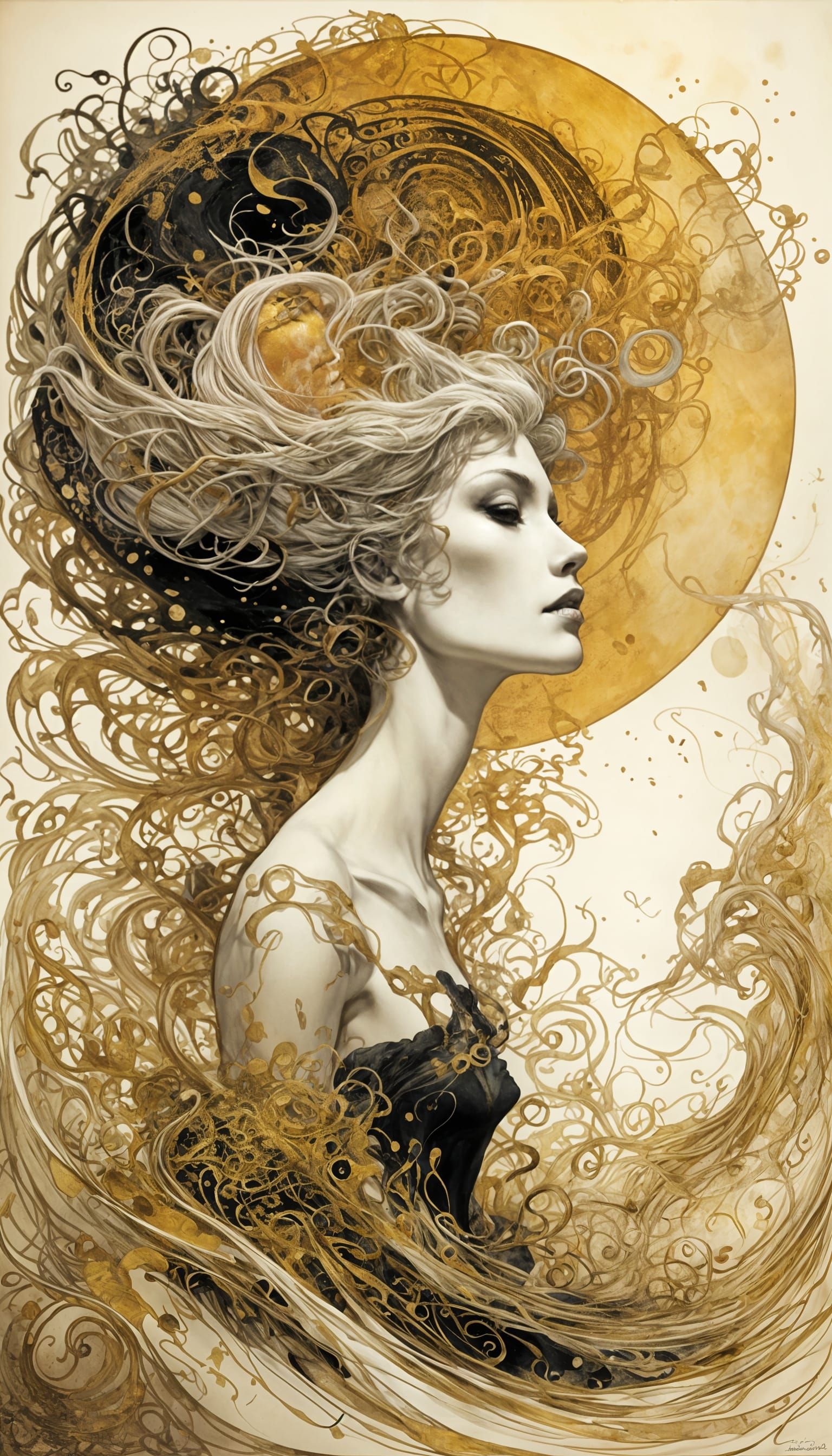 Macabre Surrealism Portrait in Sand Sorcery Style