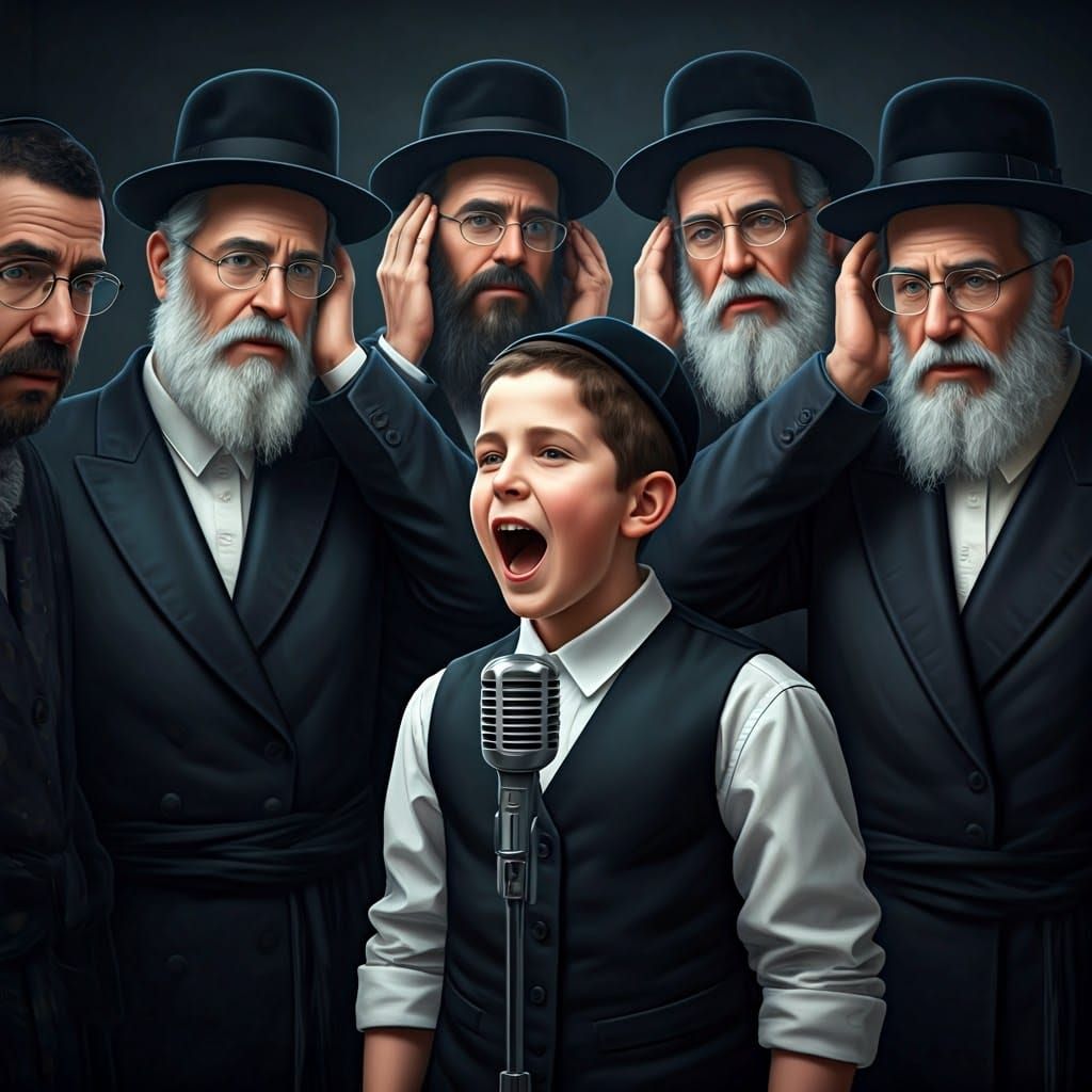 Confident Haredi Boy Screams into Microphone, Surprising Gro...