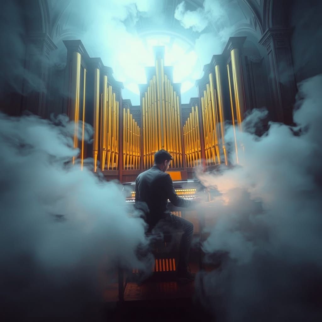 Surreal Pianist in Dreamlike Pipe Organ Atmosphere