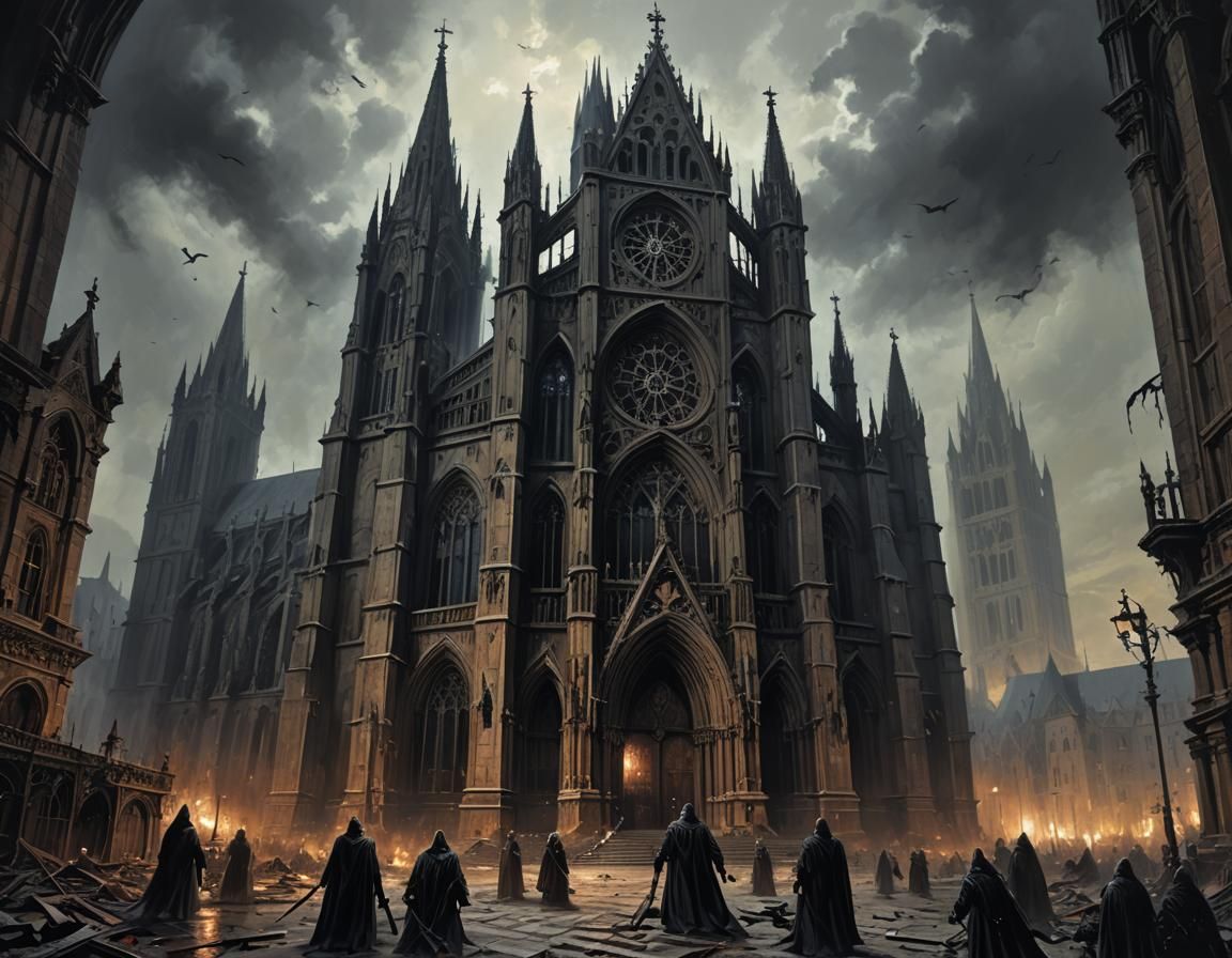 Sinister Gothic Cathedral in Horror Style