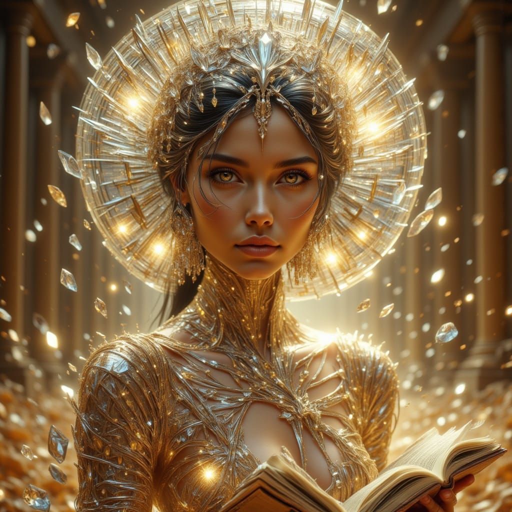 Cyborg Guardian of Ancient Ruins in Anime Style