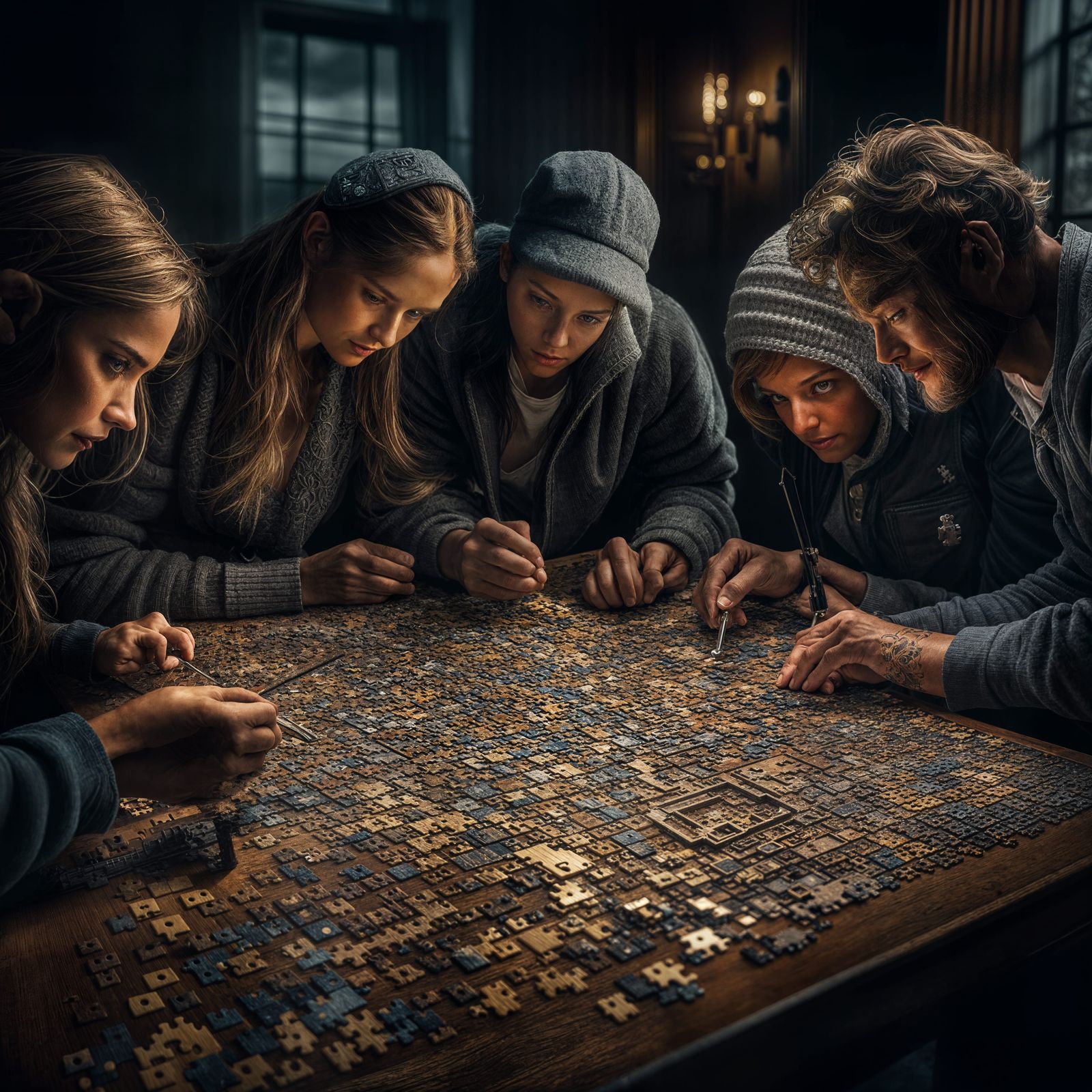 Teamwork: Group Solving Puzzle in Hyperrealistic Detail