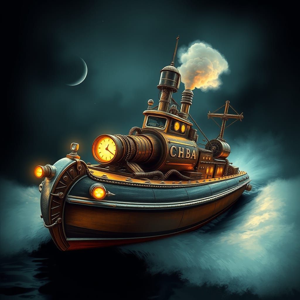 Steampunk Speed Boat Rides the Waves