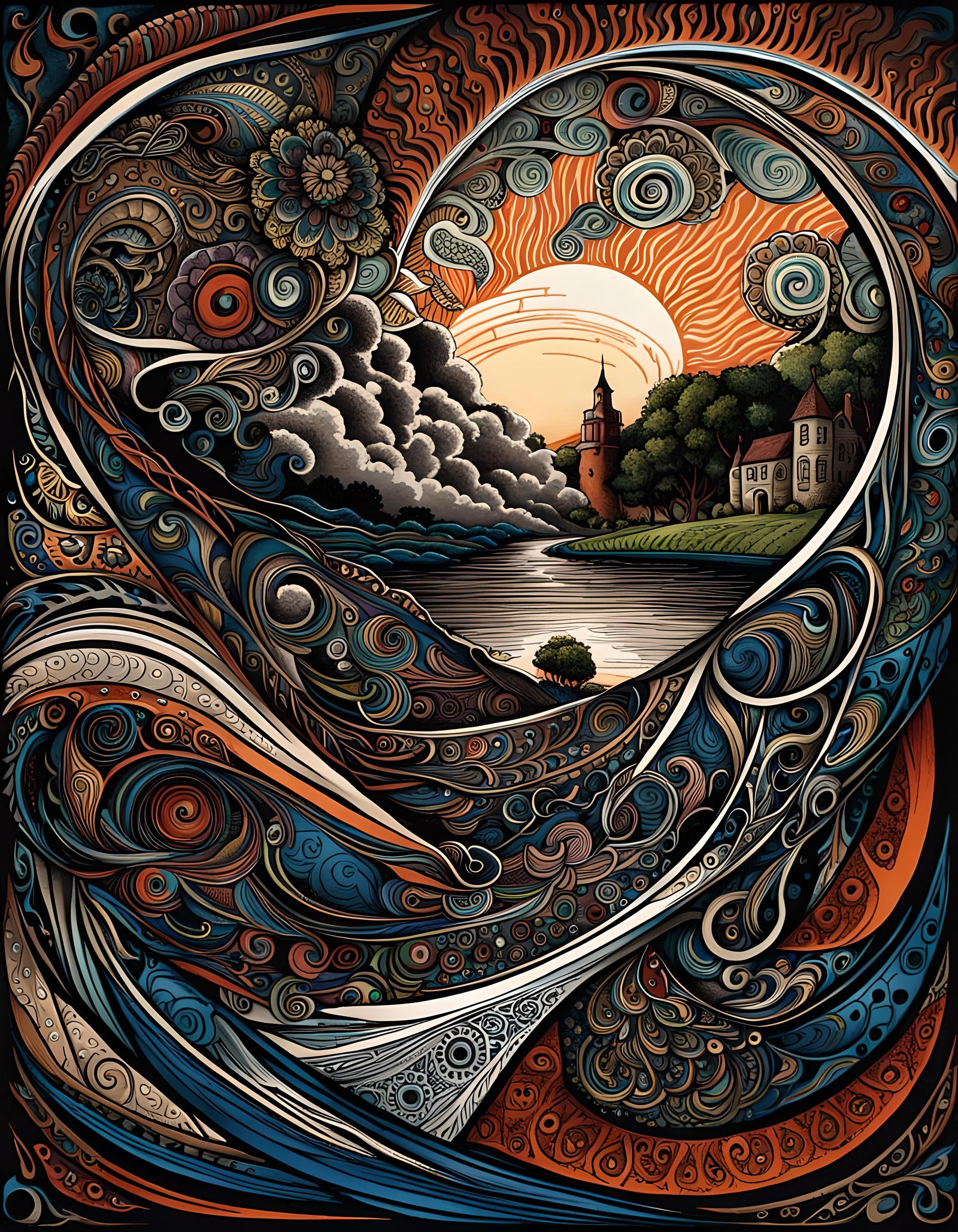 Floral Android in Biomorphic Cafe Art