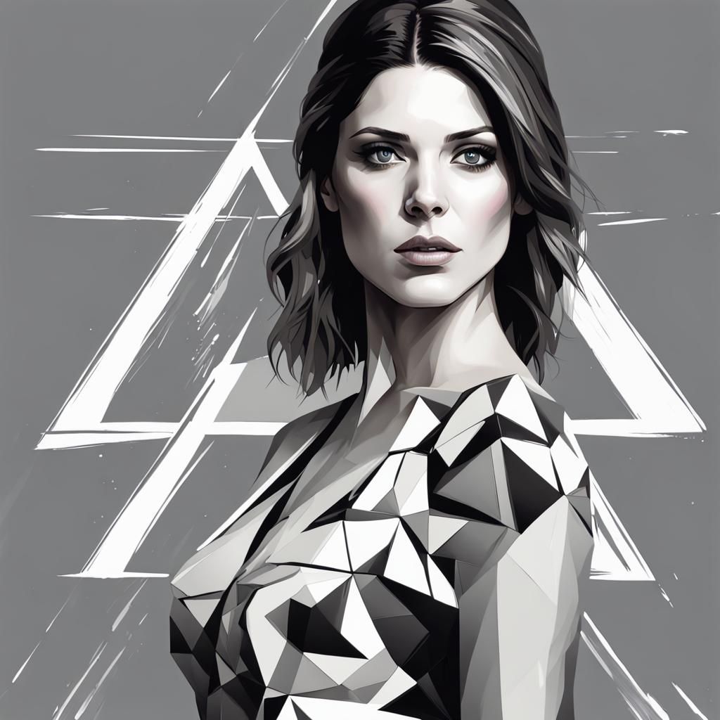 Geometric Portrait of a Beauty in Chroma Doodle Style