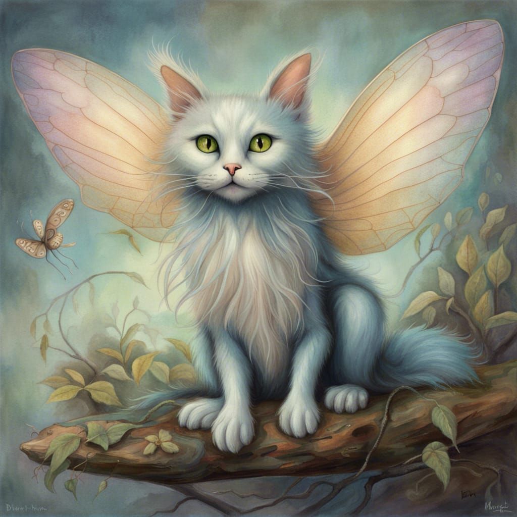 Imaginary Fluffy Cat-Dragonfly Pet: A Digital Masterpiece