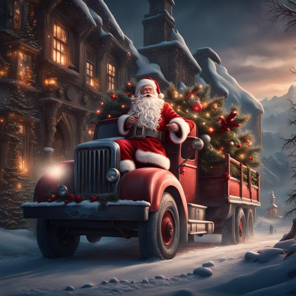 Santa Claus on a Truck: Fantasy Concept Art