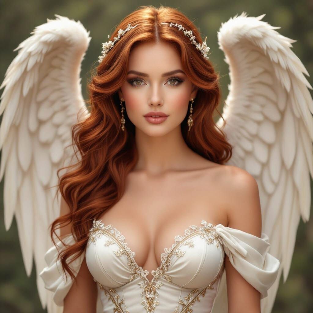 Elegant Goddess With Copper Hair And Angelic Face