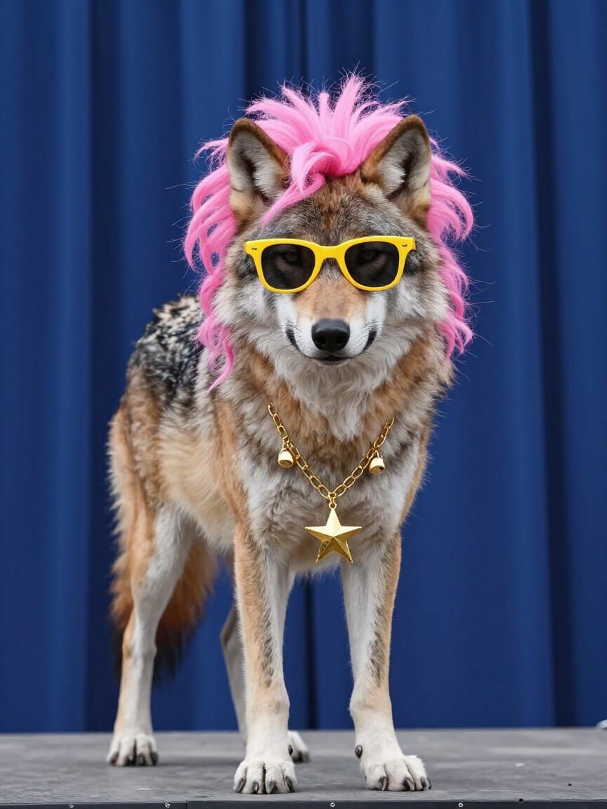 Punk Wolf with Pink Hair on Stage