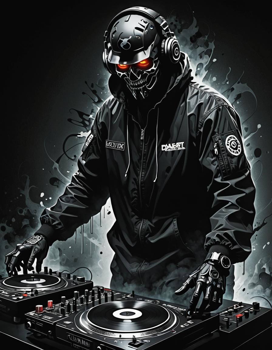 Dark Breakbeat DJ Ghost Shadow Figure Artwork