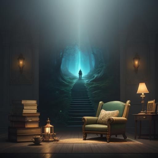 Badger Reading Book in Armchair: Fantasy Art