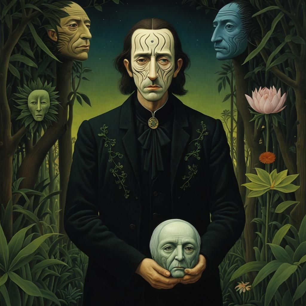 Isolated Grief: Whimsical Naive Art Portrait