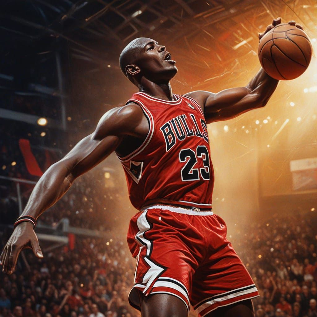 Michael Jordan Jump Shot in Oil Painting