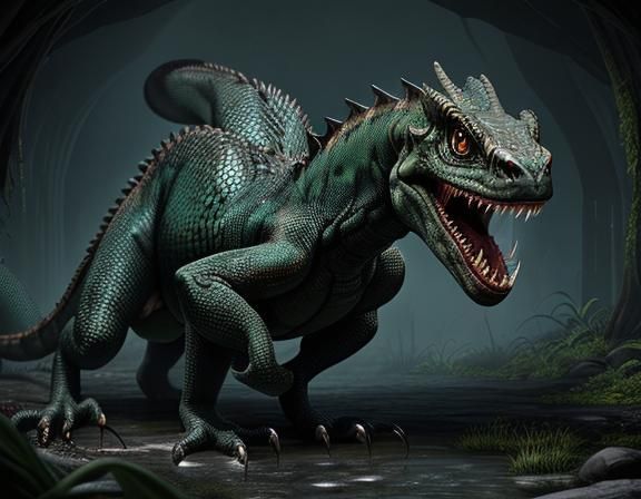 Menacing Six-Legged Basilisk in Hyperrealism Style