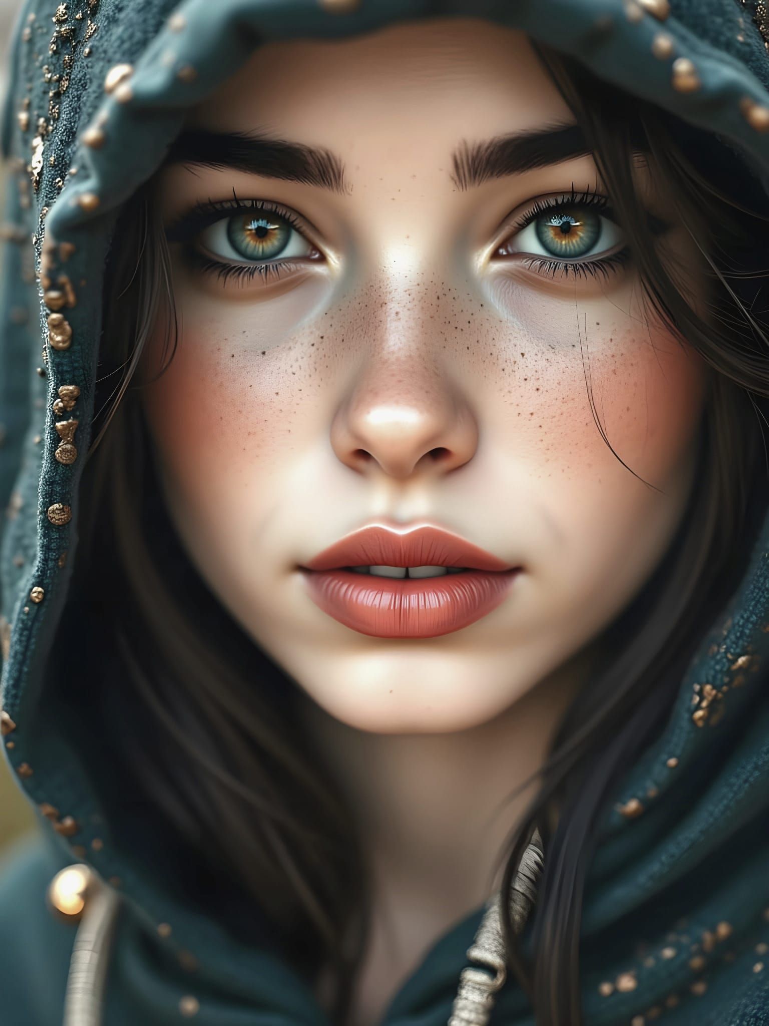 Stunning Lady Portrait in Hyperrealistic Style