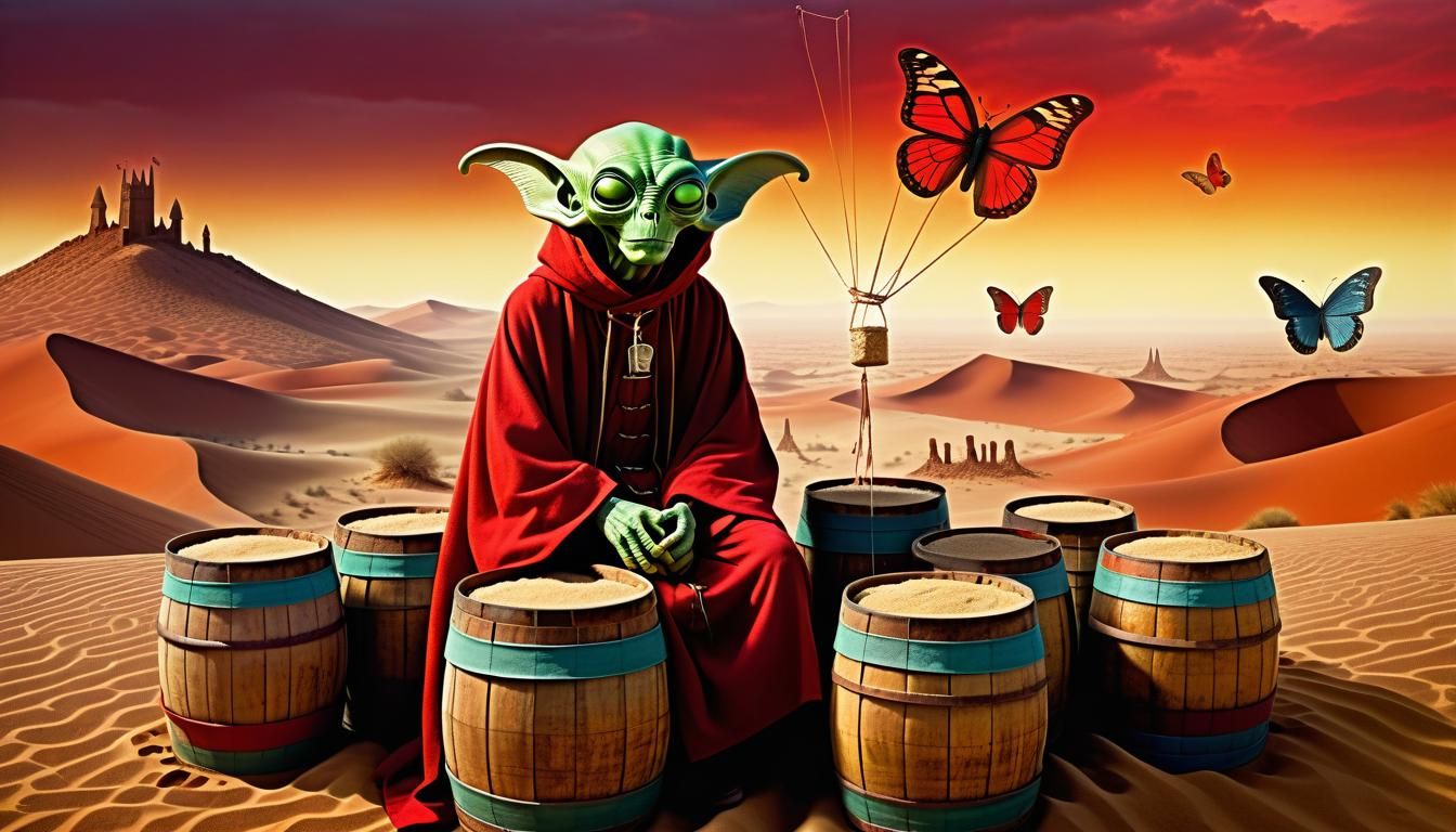 Surreal Alien Monk in Desert Dreamscape