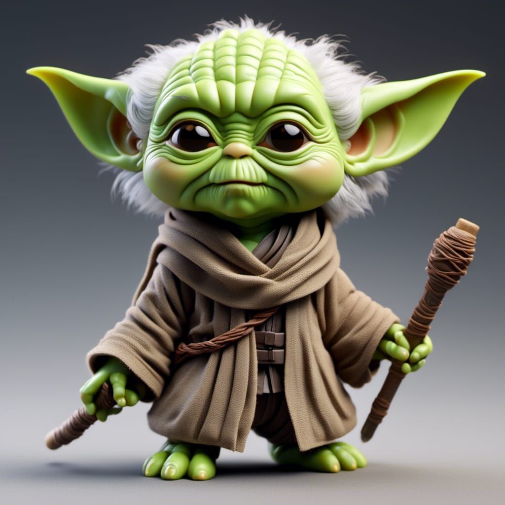 Adorable Chibi Yoda Digital Art