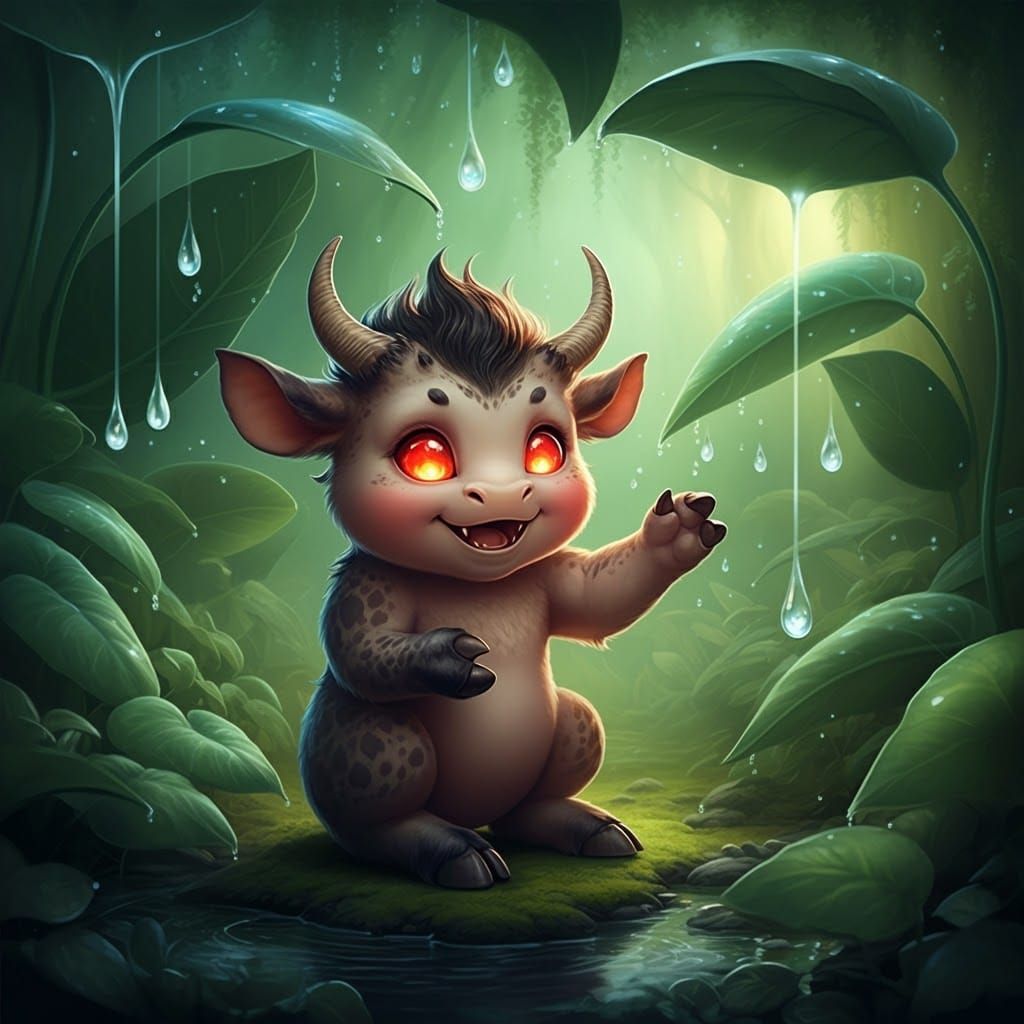Cute Baby Minotaur in Mythical Kingdom