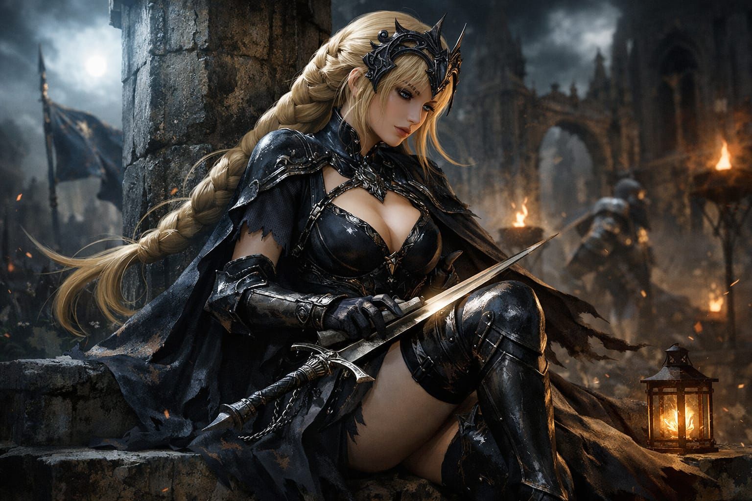 Jeanne d'Arc in Dark Fantasy Style Digital Art