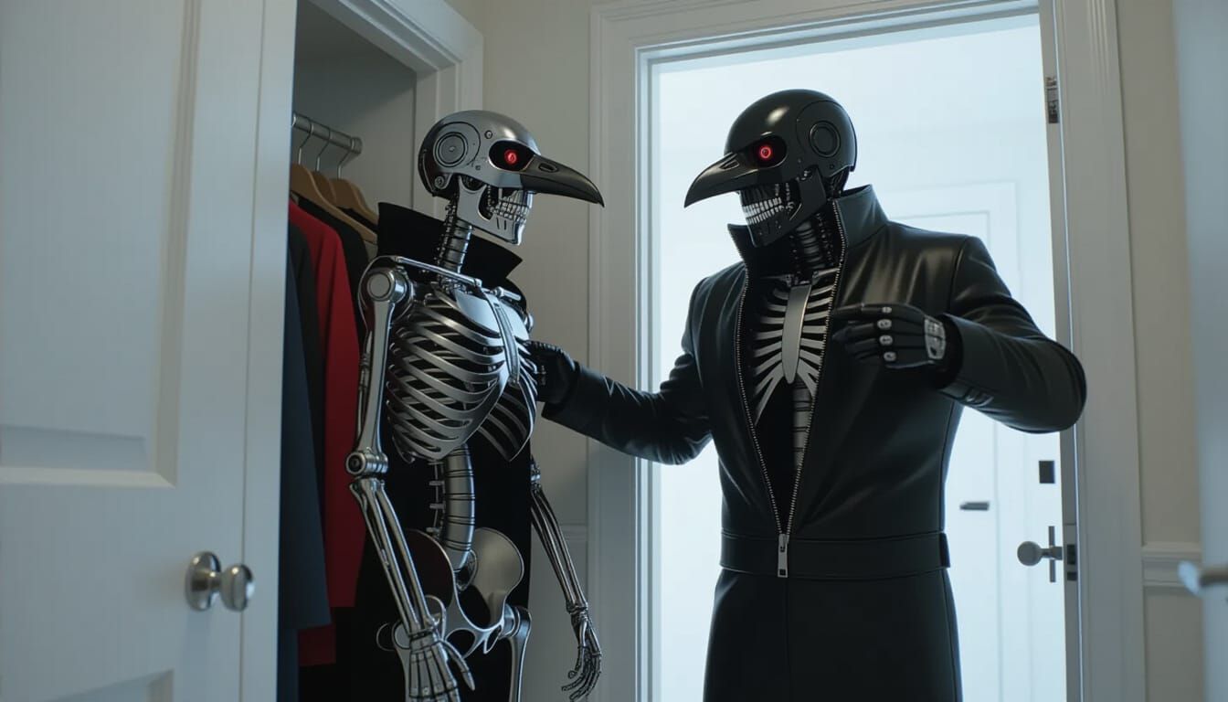 Robot Bird Costume Revealed After Work