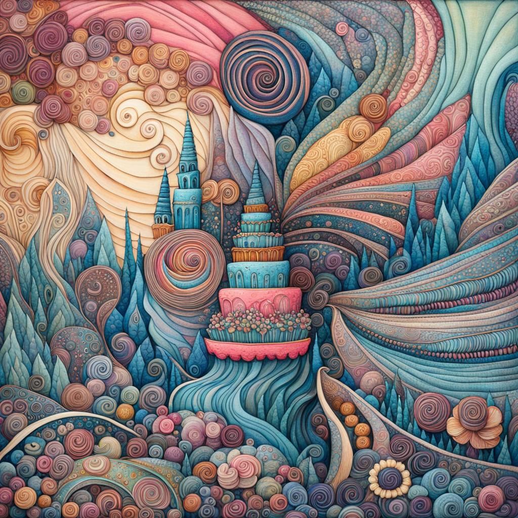 Pastry Fantasy World in Art Brut Style