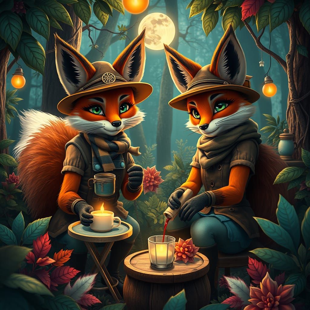 Whimsical Foxes Build Charity Cafe in Enchanted Forest